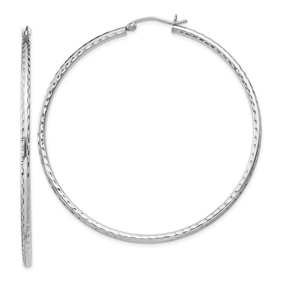 2mm Diamond Cut XL Sterling Silver Hoops - 55mm (2 1/8 Inch)